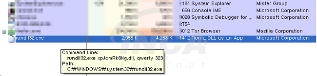 [그림 3] rundll32.exe 를 통한 랜섬웨어 실행