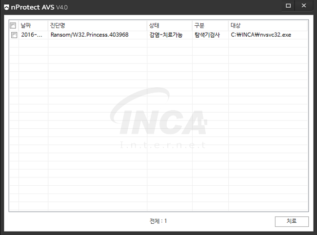 [그림 6] nProtect Anti-Virus/Spyware V4.0 진단 및 치료 화면
