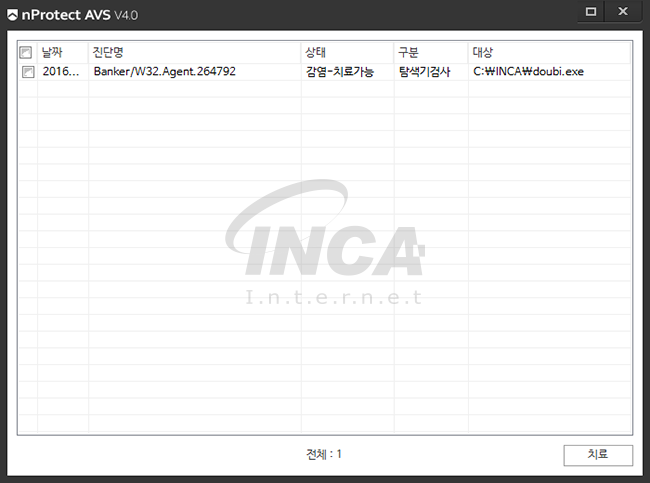 [그림 4] nProtect Anti-Virus/Spyware V4.0 진단 및 치료 화면