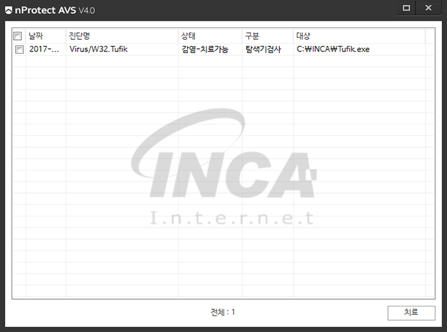 [그림 4] nProtect Anti-Virus/Spyware V4.0 진단 및 치료 화면