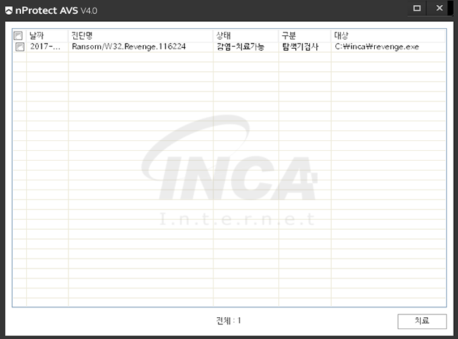 [그림 8] nProtect Anti-Virus/Spyware V4.0 진단 및 치료 화면