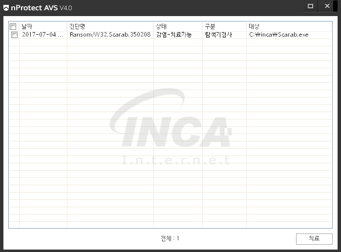 [그림 5] nProtect Anti-Virus/Spyware V4.0 진단 및 치료 화면