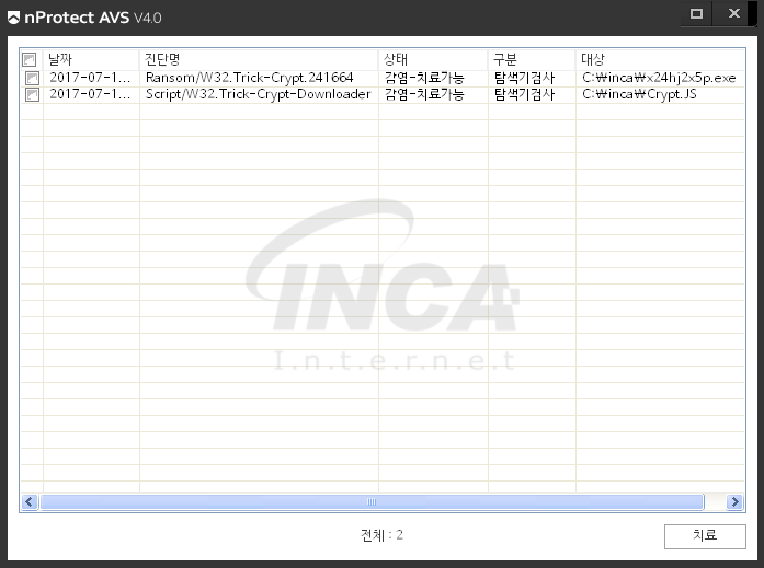 [그림 6] nProtect Anti-Virus/Spyware V4.0 진단 및 치료 화면