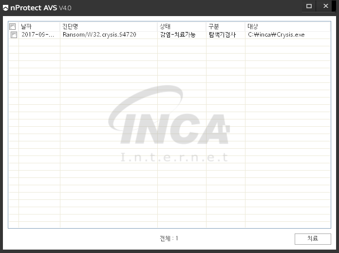[그림 6] nProtect Anti-Virus/Spyware V4.0 진단 및 치료 화면