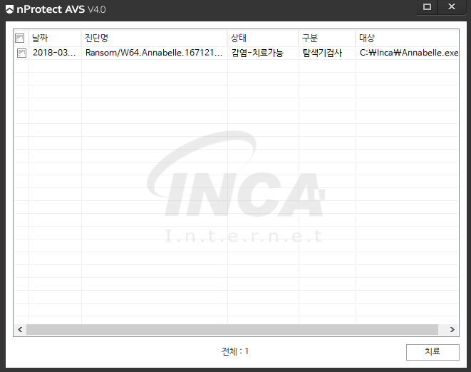 [그림 10] nProtect Anti-Virus/Spyware V4.0 진단 및 치료 화면